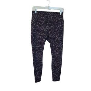 Fabletics Womens Animal Print Purple Black Leggings Size M Athletic Wear